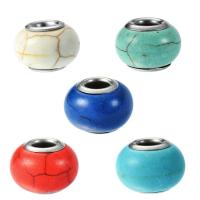 Titanium Steel European Large Hole Beads with Turquoise Round DIY Sold By PC
