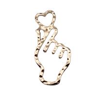 Tibetan Style Heart Pendants, Hand, gold color plated, fashion jewelry, golden, nickel, lead & cadmium free, 17x34mm, Sold By PC