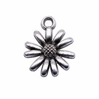 Tibetan Style Flower Pendants, Chrysamthemum, plated, fashion jewelry, more colors for choice, nickel, lead & cadmium free, 15x12mm, Sold By PC
