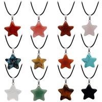 Gemstone Pendants Jewelry, with Brass, Star, silver color plated, different materials for choice, more colors for choice, 20x20mm, Sold By PC