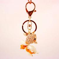 Zinc Alloy Key Clasp with Czech Rhinestone Goldfish high quality plated fashion jewelry & for woman & enamel gold Sold By PC