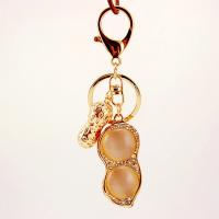 Tibetan Style Key Clasp, with Czech Rhinestone, Peanut, high quality plated, fashion jewelry & Unisex, gold, 120x25mm, Sold By PC