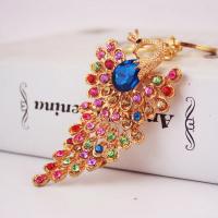 Zinc Alloy Key Clasp with Czech Rhinestone Peacock high quality plated fashion jewelry & Unisex Sold By PC