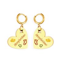 Huggie Hoop Drop Earring 304 Stainless Steel Heart Vacuum Ion Plating fashion jewelry & for woman gold Sold By Pair