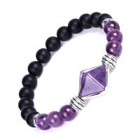 Gemstone Bracelets, Abrazine Stone, with Gemstone, Pyramidal, fashion jewelry & different materials for choice & Unisex, 8mm, 26x26mm, Length:Approx 7.3 Inch, Sold By PC