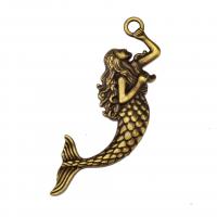 Tibetan Style Pendants, Mermaid, plated, DIY, more colors for choice, nickel, lead & cadmium free, 25x76mm, Sold By PC
