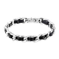 Stainless Steel Jewelry Bracelet, 316L Stainless Steel, with PU Leather, Unisex & different size for choice, 7.70mm, Sold By PC