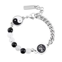 Stainless Steel Jewelry Bracelet 316L Stainless Steel fashion jewelry & ying yang & Unisex original color 16mm 15.2mm 8mm Length Approx 7 Inch Sold By PC