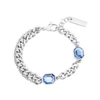 Crystal Bracelets 316L Stainless Steel with Crystal Geometrical Pattern fashion jewelry & Unisex 10mm 12mm 6.5mm Length Approx 7 Inch Sold By PC