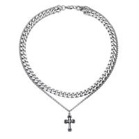 Stainless Steel Jewelry Necklace 316L Stainless Steel Cross Double Layer & Unisex & hollow original color Length Approx 17.7 Inch Sold By PC