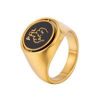 Rozsdamentes acél Finger Ring, 316L rozsdamentes acél, forgatható & különböző méretű a választás & az ember, arany, 17mm, Méret:6-10, Által értékesített PC