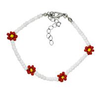 Glass Seed Beads Bracelet, with 1.96inch extender chain, Flower, fashion jewelry & for woman, more colors for choice, Length:Approx 6.3 Inch, Sold By PC