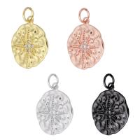 Cubic Zirconia Micro Pave Brass Pendant, plated, micro pave cubic zirconia & hammered, more colors for choice, 15x17x2mm, Hole:Approx 3mm, Sold By PC