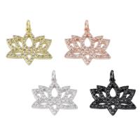 Cubic Zirconia Micro Pave Brass Pendant Lotus plated micro pave cubic zirconia & hollow Approx 2mm Sold By PC