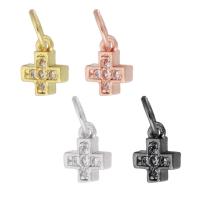 Cubic Zirconia Micro Pave Brass Pendant, Cross, plated, micro pave cubic zirconia, more colors for choice, 5x6.50x2mm, Hole:Approx 3mm, Sold By PC