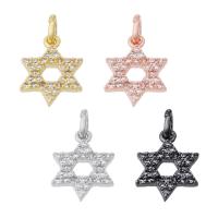 Cubic Zirconia Micro Pave Brass Pendant, Hexagram, plated, micro pave cubic zirconia & hollow, more colors for choice, 10x13x2mm, Hole:Approx 3mm, Sold By PC