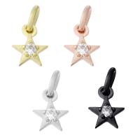 Cubic Zirconia Micro Pave Brass Pendant, Star, plated, micro pave cubic zirconia, more colors for choice, 6x8x2mm, Hole:Approx 3mm, Sold By PC