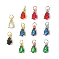Brass Extender Chain Drop, Teardrop, plated, micro pave cubic zirconia & hollow, more colors for choice, 6x11.50x4mm, Hole:Approx 2mm, Sold By PC