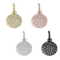 Cubic Zirconia Micro Pave Brass Pendant, Flat Round, plated, micro pave cubic zirconia, more colors for choice, 8x10x2mm, Hole:Approx 4mm, Sold By PC