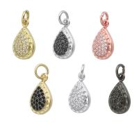 Cubic Zirconia Micro Pave Brass Pendant, Teardrop, plated, micro pave cubic zirconia, more colors for choice, 8.50x14x3mm, Hole:Approx 2mm, Sold By PC