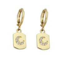 Huggie Hoop Drop Earring, Brass, gold color plated, micro pave cubic zirconia & for woman, 26mm, Sold By PC