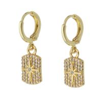 Huggie Hoop Drop Earring, Brass, gold color plated, micro pave cubic zirconia & for woman, 27.50mm, Sold By Pair