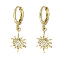 Huggie hoepel Drop Earrings, Messing, gold plated, micro pave zirconia & voor vrouw, 29mm, Verkocht door pair