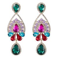 Rhinestone Earring, Tibetan Style, with Glass Rhinestone, fashion jewelry & for woman & with rhinestone, more colors for choice, nickel, lead & cadmium free, 86x30mm, Sold By Pair