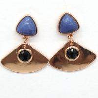 Brass Drop Earring, with Lapis Lazuli, gold color plated, fashion jewelry & for woman & with rhinestone, nickel, lead & cadmium free, 30x35mm, Sold By Pair