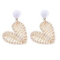 Rattan Drop Earring, Heart, fashion jewelry & for woman, 40x50mm, Sold By Pair