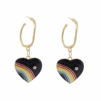 Zinc Alloy Drop Earrings with Brass Heart fashion jewelry & for woman & enamel & with rhinestone nickel lead & cadmium free Sold By Pair