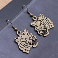 Tibetan Style Drop Earrings, Tiger, plated, for woman, more colors for choice, 46x42mm, Sold By Pair
