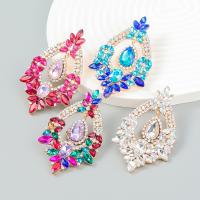 Tibetan Style Drop Earrings, fashion jewelry & for woman & with rhinestone, more colors for choice, 38x33mm, Sold By Pair