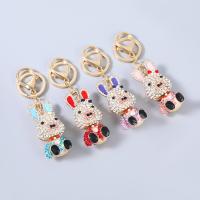 Tibetan Style Key Clasp, fashion jewelry & for woman & enamel & with rhinestone, more colors for choice, 120x31mm, Sold By PC