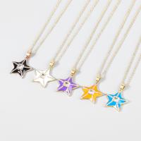 Brass Necklace with 1.73 extender chain Star fashion jewelry & for woman & enamel & with rhinestone 33mm Length 17.95 Inch Sold By PC