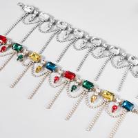 Colar de jóias de liga de zinco, with 5.7 extender chain, joias de moda & para mulher & com strass de vidro & com strass, Mais cores pare escolha, comprimento 11.41 inchaltura, vendido por PC