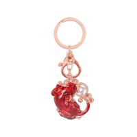 Cink Alloy Key kopča, modni nakit & za žene & emajl & s Rhinestone, crven, 114x44mm, Prodano By PC