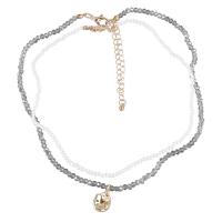Collar de Aleación de Zinc, con Perlas de plástico ABS & resina, con 2.83 extender cadena, 2 piezas & Joyería & para mujer, 19mm, Vendido por Set