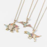 Brass Necklace with 1.77 extender chain Dinosaur fashion jewelry & for woman & with rhinestone 30mm Length 17.95 Inch Sold By PC