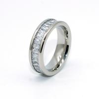 Titanium Steel Finger Ring, with Cubic Zirconia, Donut, Unisex & different size for choice, original color, 6mm, Sold By PC