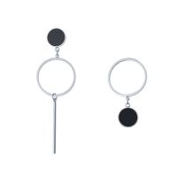 Asymmetric Earrings, Titanium Steel, Donut, Vacuum Ion Plating, for woman, more colors for choice, 20x63.5mm,20x35mm, Sold By PC