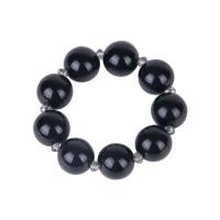 Resin Bracelets, Round, for woman, black, 17mm, Length:Approx 7.5 Inch, Sold By PC