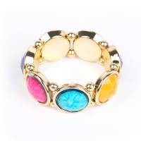 Resin Bracelets with Zinc Alloy Round gold color plated vintage & for woman & faceted multi-colored 21mm Length Approx 7.5 Inch Sold By PC