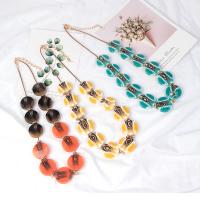Resin Necklace, with 3.94Inch extender chain, Round, vintage & for woman, more colors for choice, 32mm, Length:Approx 20.47 Inch, Sold By PC