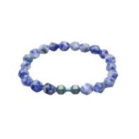 Gemstone Bracelets, Blue Speckle Stone, Star Cut Faceted & Unisex, blue, 8mm, Length:Approx 7.87 Inch, Sold By PC