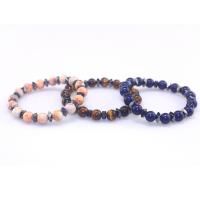 Gemstone Bracelets Natural Stone with Hematite Round & Unisex 8mm Length Approx 7.09 Inch Sold By PC