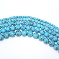 Turkos pärlor, Natural Turquoise, Rund, DIY & olika storlek för val, fler färger för val, Såld Per Ca 15.75 inch Strand
