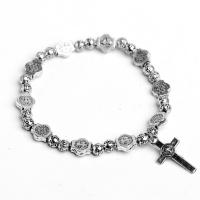 Zinc Alloy Bracelet Cross Unisex silver color nickel lead & cadmium free 8mm 6mm Length Approx 7.09 Inch Sold By PC