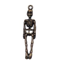 Zinklegering Skull Hangers, Zinc Alloy, Skelet, plated, mode sieraden & Halloween Jewelry Gift, meer kleuren voor de keuze, nikkel, lood en cadmium vrij, 38x7mm, Verkocht door PC