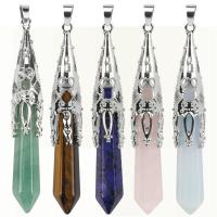 Gemstone Pendants Jewelry with Zinc Alloy silver color plated Sold By PC